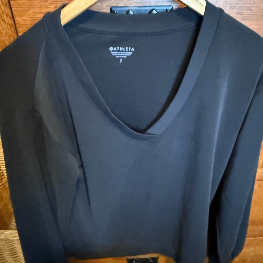 Athleta Black V-Neck Sweatshirt